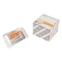 Lewa osłona kierunkowskazu w lusterku do kierunkowskazów 16-watowych, z pomarańczową osłoną w środku.